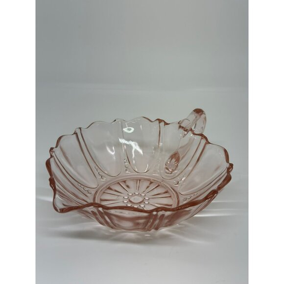 VTG Anchor Hocking Pink DEPRESSION Glass HEART Shaped Bowl Oyster Pearl Pattern - Picture 5 of 6